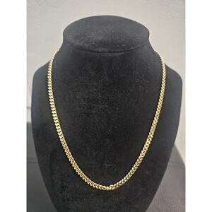 18in. 14k Gold Plated on brass- 3.5mm CUBAN Link Chain Necklace w velvet pouch